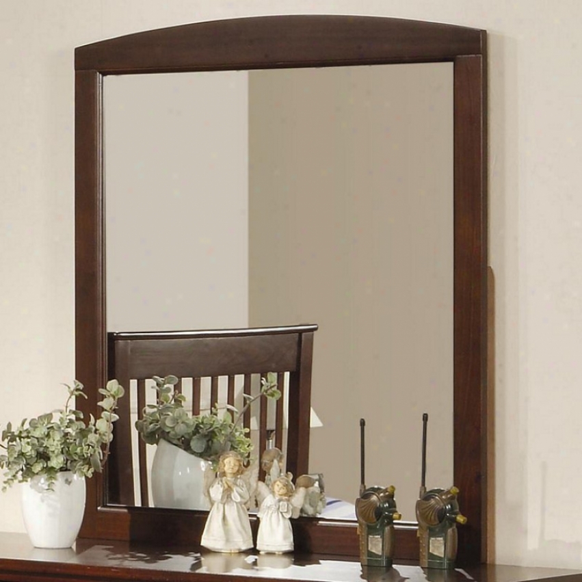 Youth Dresser Mirror Pine Wood Frame In Rich Cappuccino Finish