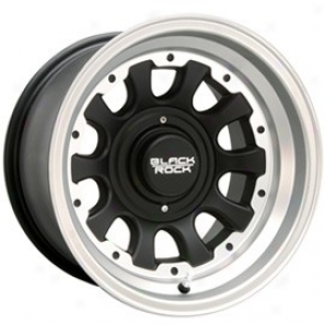 "black Rock Aluminum Wheel Type D 909 Black With Tungsten  15x10"" - 5x4.5 Bolt Specimen Back Spacing 4"""