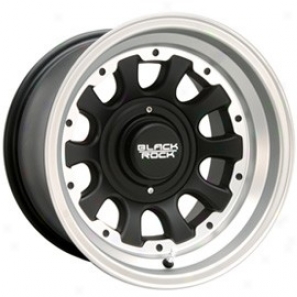 "black Rock Aluminum Wheel   Type D 909 Black With Tungsten  15x8"" - 5x5.5 Bolt Pattern Back Spacing 4"""