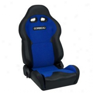 Corbeau Seat, Bllack Vinyl, Blue Cloth