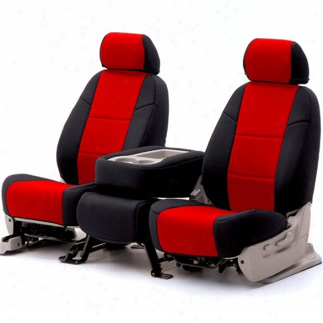 Covreking, Fornt Bucket Seat Cover, (leatherette - Red On Black)