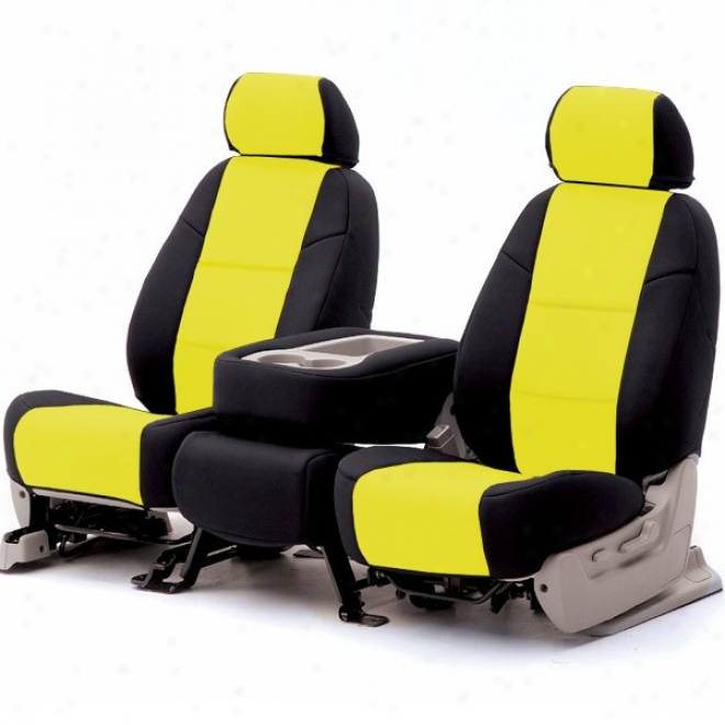 Coverking Front Bucket Seat Cover Leatherette Yellow On Black