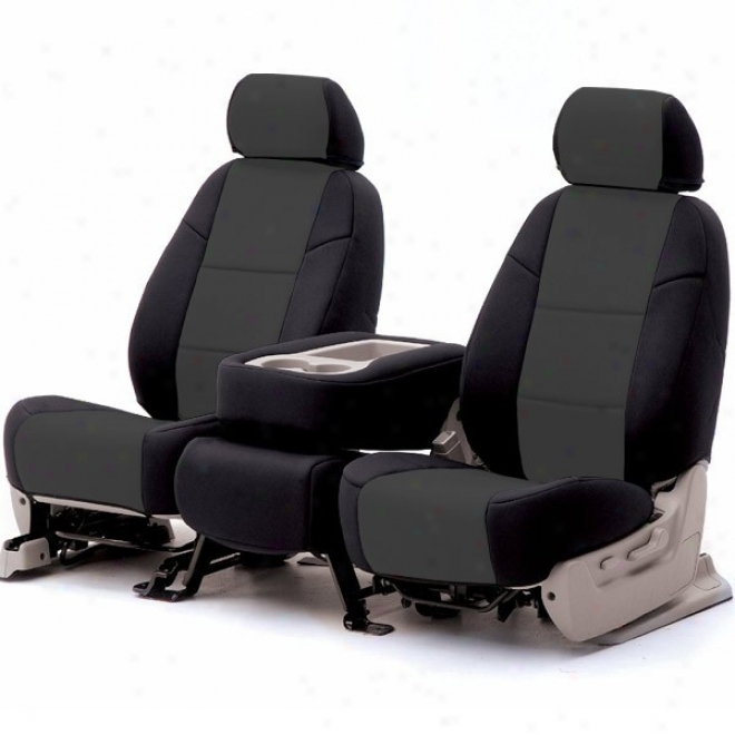 Coverking Front Bucket Seat Clothe Leatherette Charcoal/black