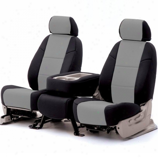 Coverking Front Bucket Seat Cover Leatherette Gray/blqck