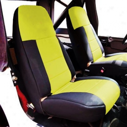 Coverking Anterior Highback Bucket Seat Cover Leatherette Yellow On Black