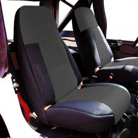 Coverking Front Highback Bucket Seat Cover Neoprene Charcoal/black