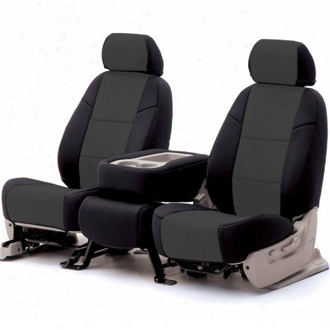 Coverking Front Reclining Seat Cover Leatherette Charcoal/bblack