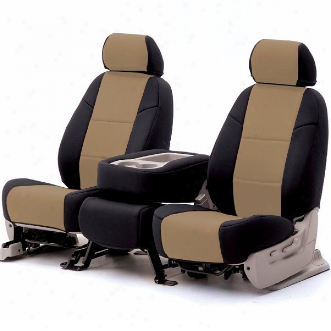 Coverking Front Reclining Seat Cover Neoprene Tan/black