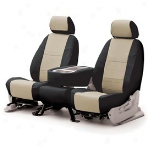 Coverking Rear Bench Seat Coveer Leatherette Black On Beige