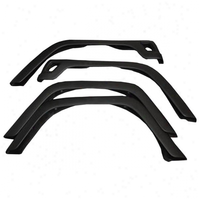 Crown Original Style Re-establishment Fender Flares, 4-pieces, Flat Black (with Hardware)