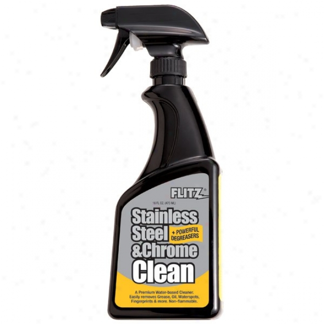 Flitz Unsullied Steel & Chrome Cleaner With Degreaser 16 Oz  Spray Bottle