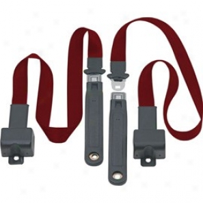 Front Metal Push Button 2 Point Retractable Fold Belts, Red Wine