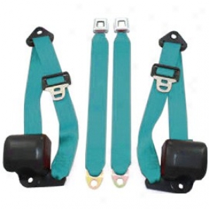 Front Metal Push Button 3 Point Retractable Belts, Electric Blue