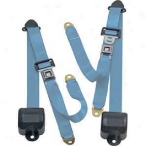 Front Metal Push Button 3 Point Retractable Belts, Powder Blue