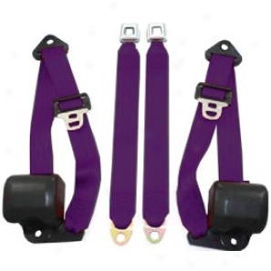 Front Metal Push Button 3 Point Retraactable Belts, Purple