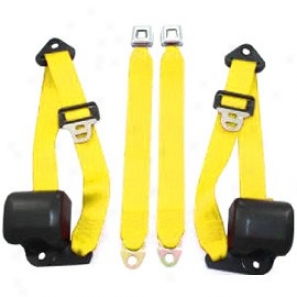 Front Metal Push Button 3 Point Retractable Belts, Yellow