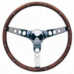 Grant Classic Steering Wheel In Walnut Grip W/ Chrome Spokes