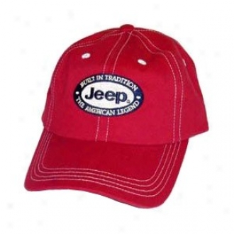 Jeep Built In Tradition Red Contrast Stitch Cap