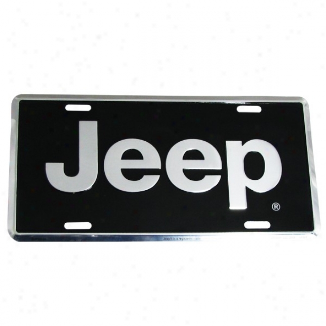 Jeep Logo License Plate, Silver & Black, Aluminum