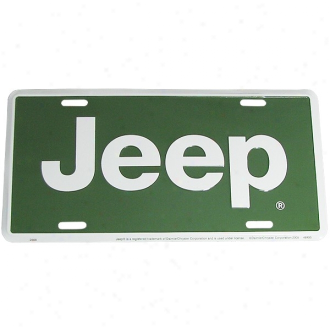 Jeep Logo License Plate, White & Green, Aluminum