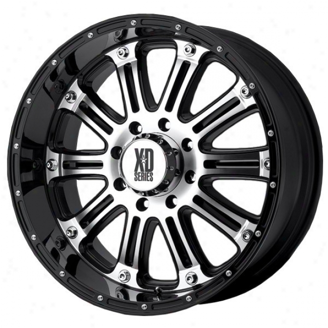 "kmc, Xd 795 Hoss Series, Gloss Black With Machined Face, 20 X 9"", 5 X 5 Bolt Pattern, Back Spacing 5.71"""