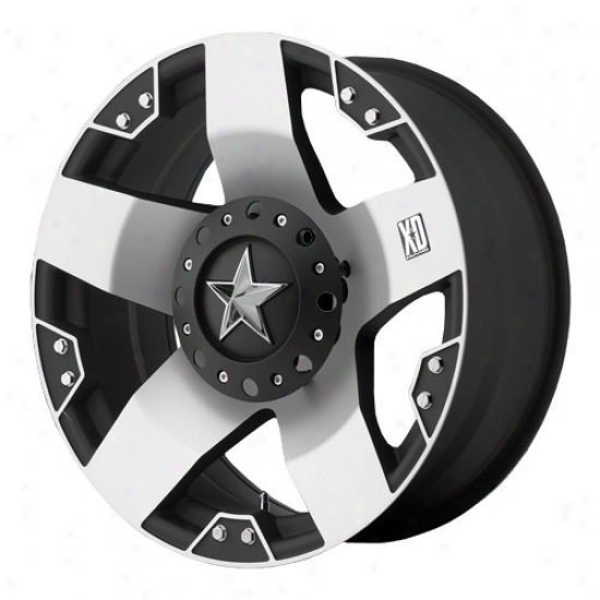 Kmc Xd Rockstar Series Wheel, Machine Black, 20x8.5, 5x5.0/5.5 Bolt Pattern, Back Spacing: 6-3/8