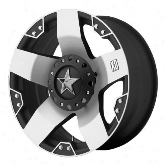 "kmc Xd Rockstar Series Wheel, Machined Black, 18x9, 5x5/5.5 Bolt Pattern, Back Spacing 5"""