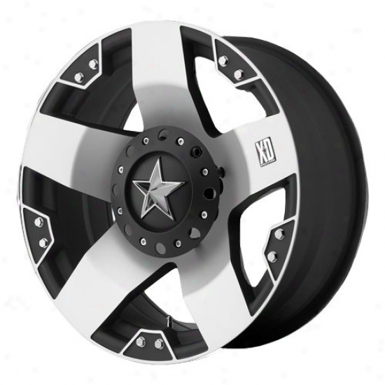 Kmc Xd Rocksstar Series Wheel, Machined Black, 20x10, Bolt Pattern: 5x5.5, Back Spacing: 4-5/8