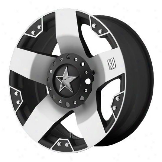 Kmc Xd Rockstar Series Wheel, Size: 20x10, Bolt Pattern: 5x5/5.5, Back Spacing: 4.56, Offset: -24mm, Machined Black