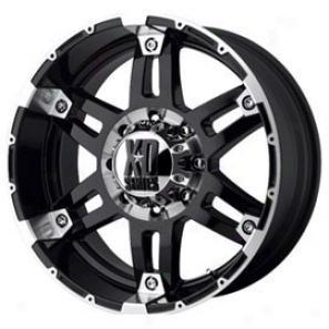 "kmc Xd See Series, Gloss Black  & Machined, 18 X 9"" - 5 X 5.5 Bolt Pattern, Back Spacing 4.53"""