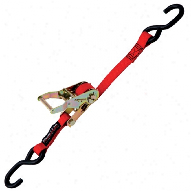 "mastercraft Ratchet Strap With Vinyl Coated S-hooks Red 1"" X 6'"