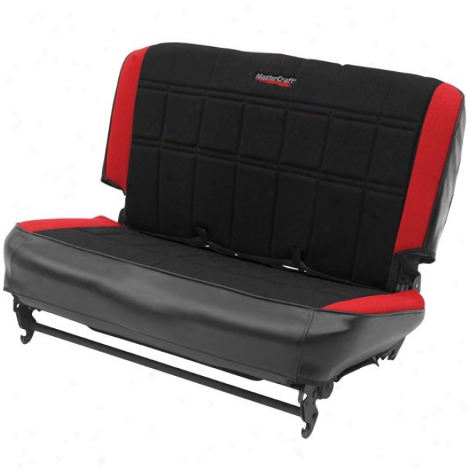 Mastercraft Seat Slip Cover, Fold And Tumble (black With Black Center & Red Side Panels)
