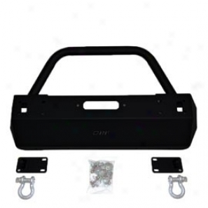Or-fab Front Stubby Bumper With Hoop And Offset Winch Mount Wrinkle Black