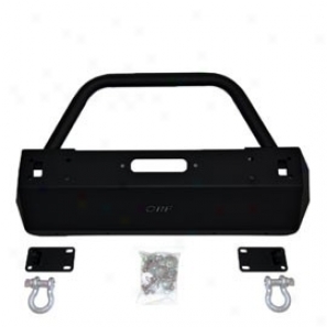 Or-fab Front Stubby Bumper With Ring And Offset Winch Mount Bike Black