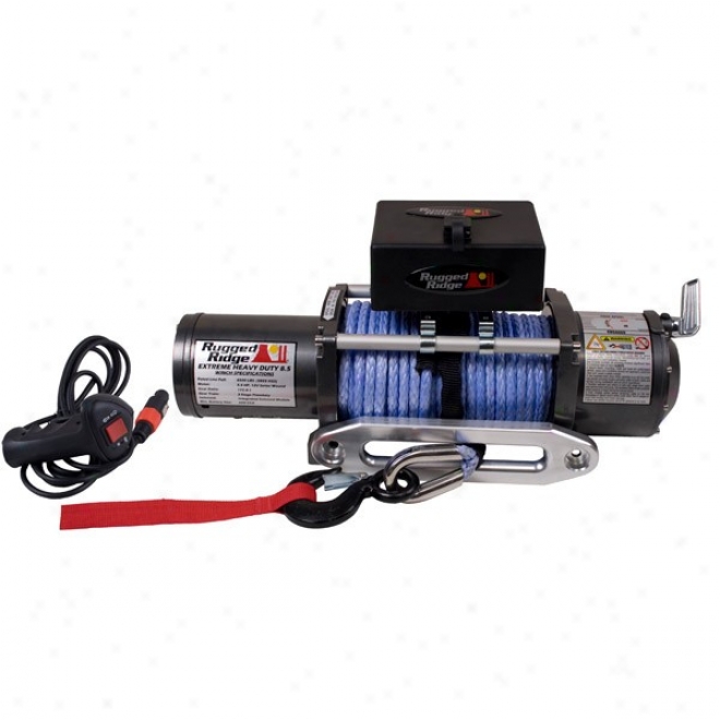 Preformance 8,500 Lb Off Road Winch, Prewound With Synthetic Rope, Rugted Ridge