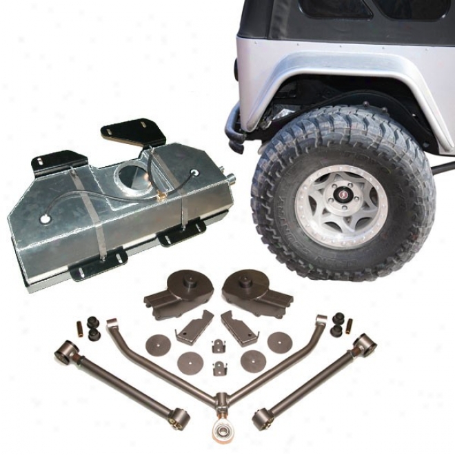 "purejeep 5"" Short Arm Stealth Stretch Upgrade With Fuel Tank & Bedsides With Flare"