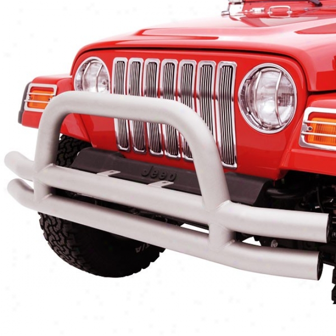 Rampage Double Tube Front Bumper With Hoop, Stainless Steel