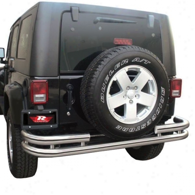 Rampage Double Tube Rear Bumper, Stainless Steel