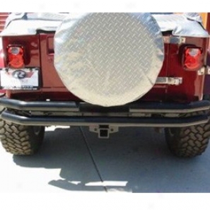 Rampage Double Tube Rear Bumper With Hitch Receiver, Black