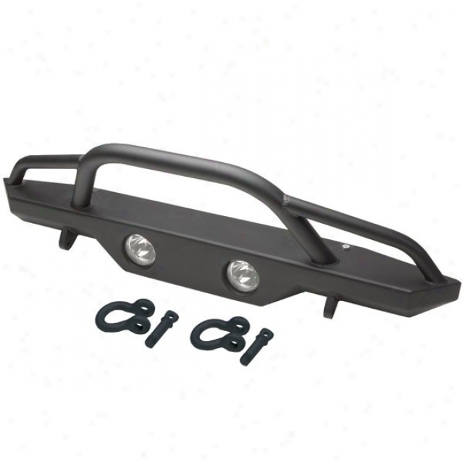 Rampage Front Recovery Bumper With Stinger And Light Cut Outs, Satin Black