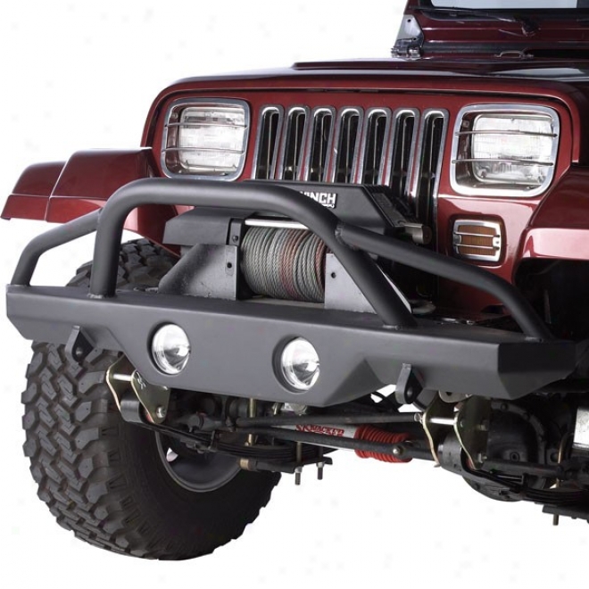 Rampage Front Recovery Bumper With Stinger And Light Cut Outs, Black Texyured Finish