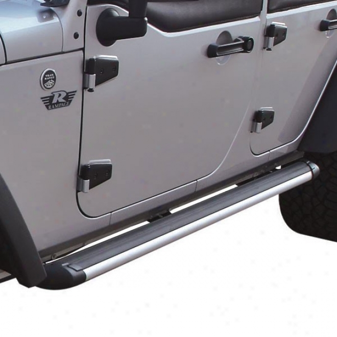 Rampagw Patriot Aluminum Running Board 80-inch Anodized Silve5 Kit Includes Installation Brackets