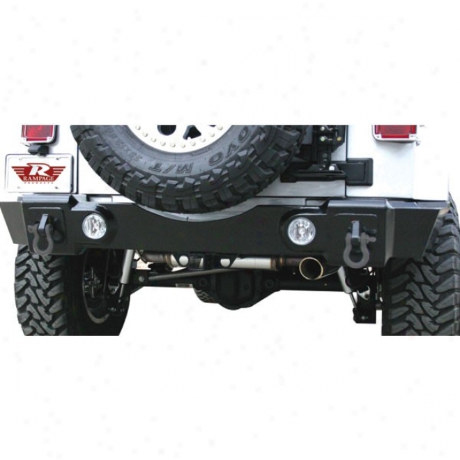 Rampage Rear Recovery Bumper With Ligth Cut Outs, Semi Gloss Black