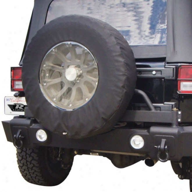 Rampage Rear Recovery Bumper With Swing Away Tire Carrier, Textured Black