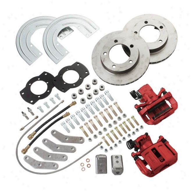 Rear Drum To Discc Brake Kit , Amc 20 Axles With Warn Full Floating Hubs, Red