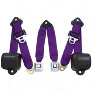 Rear Metal Push Button 3 Point Retractable Bwlts, Purple