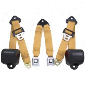 Rear Metal Push Buttin 3 Point Retractable Belts, Desert Tan