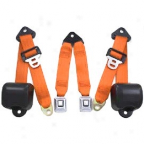 Rear Metal Push Button 3 Dot Retractable Belts, Orange