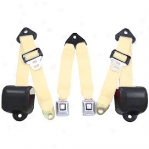 Rear Metal Push Button 3 Point Retractable Belts, White