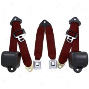 Rear Metal Push Button 3 Point Rteractable Belts, Red Wine